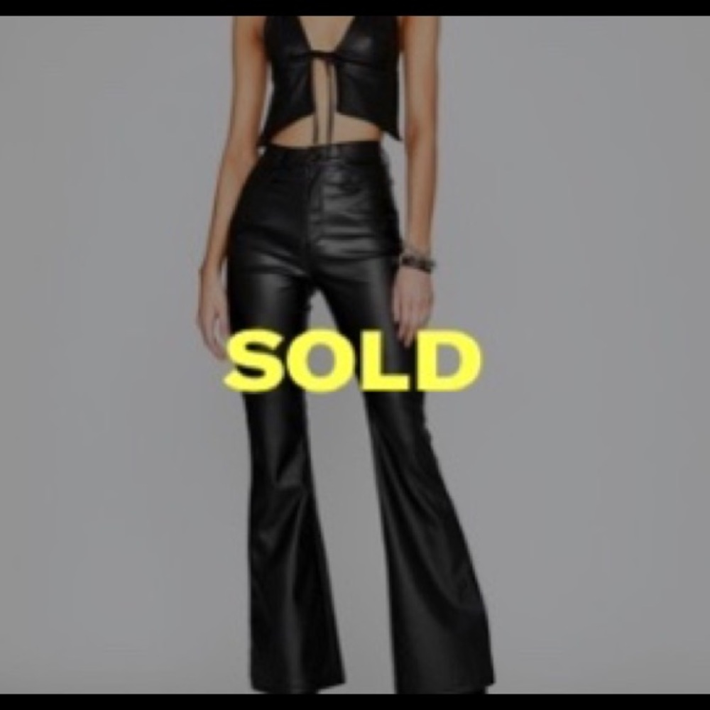 DOLLS KILL IMPURE FAUX LEATHER FLARE PANTS (SOLD)
